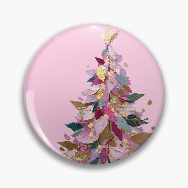 Item preview, Abstract Impasto Pink Christmas Tree with Gold designed and sold by colorful-white.