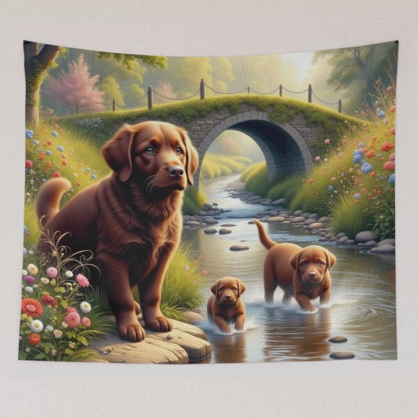 Item preview, Chocolate Labrador Retriever and Puppies designed and sold by Wags & Tails.
