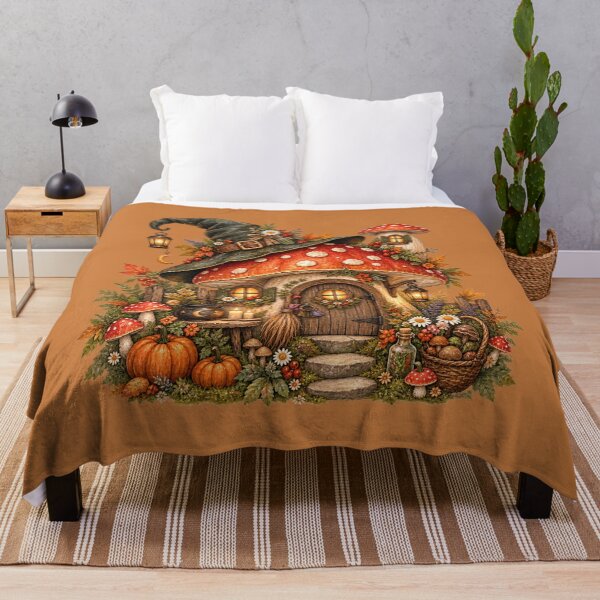 Item preview, Cottagecore Witch Toadstool Cottage Watercolor Art – Whimsical Halloween Print designed and sold by MagicMakerPh.