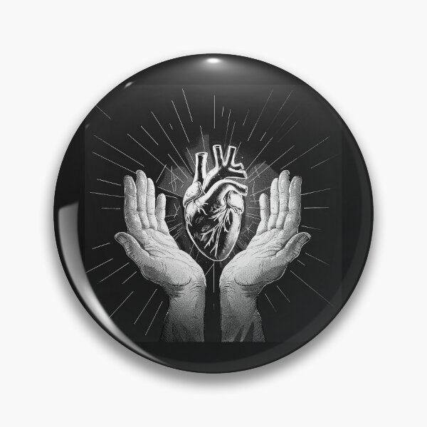 Item preview, Anatomical Heart in Hands – Gothic Sacred Heart Black and White Art designed and sold by inkoutninja.