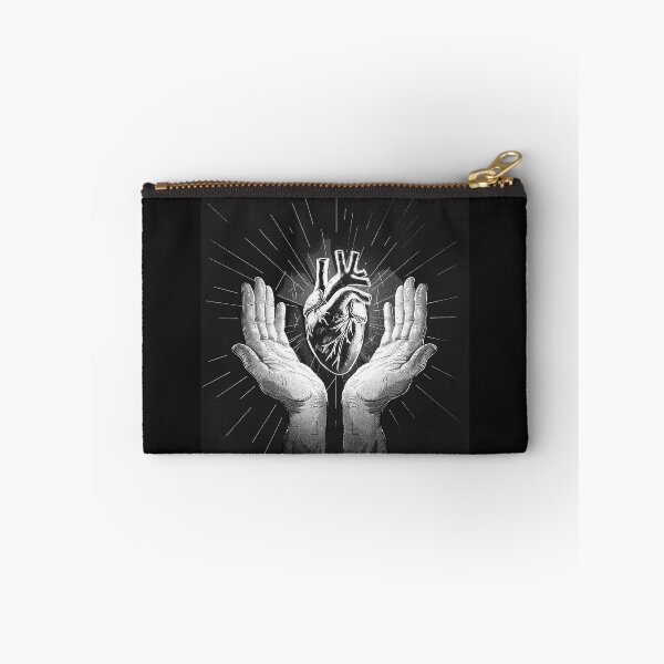 Item preview, Anatomical Heart in Hands – Gothic Sacred Heart Black and White Art designed and sold by inkoutninja.