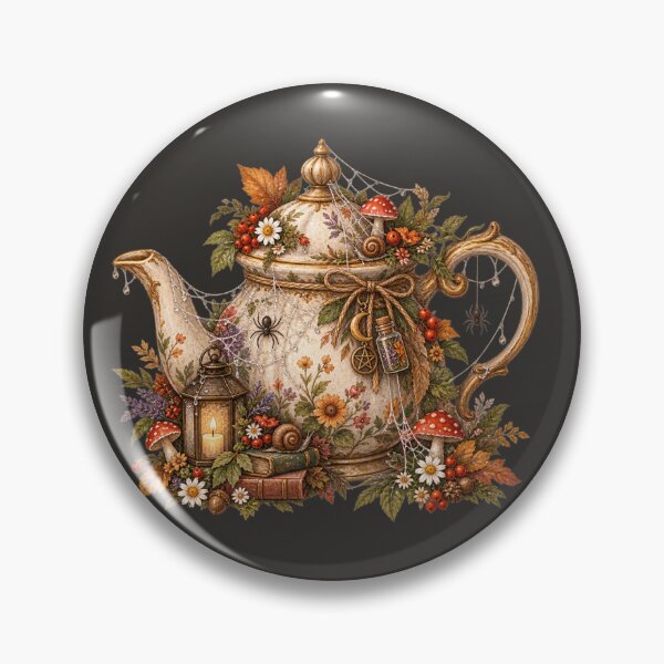 Item preview, Cottagecore Cobweb Teapot Watercolor Art – Cozy Halloween Kitchen Print designed and sold by MagicMakerPh.