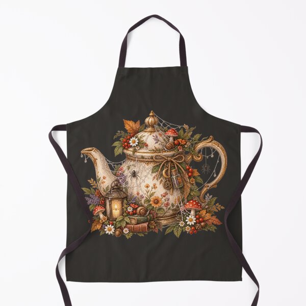 Item preview, Cottagecore Cobweb Teapot Watercolor Art – Cozy Halloween Kitchen Print designed and sold by MagicMakerPh.