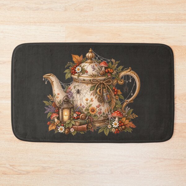 Item preview, Cottagecore Cobweb Teapot Watercolor Art – Cozy Halloween Kitchen Print designed and sold by MagicMakerPh.