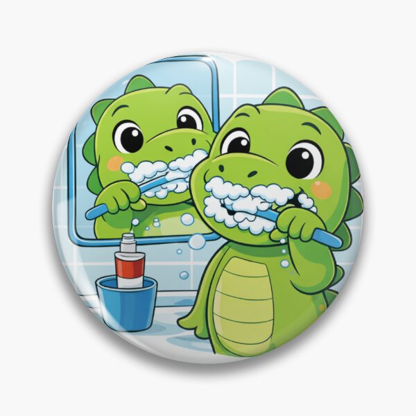 Item preview, Cute dinosaur brushing its teeth – Fun children's design designed and sold by Claudia156.