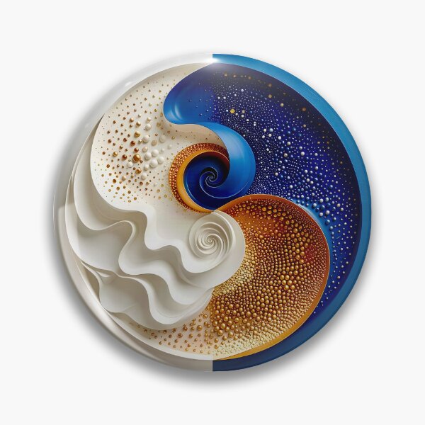 Item preview, Yin Yang Abstract Sculpture in Blue and Gold  designed and sold by Vicky Brago-Mitchell®.