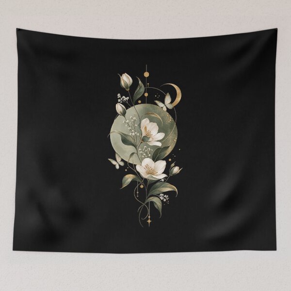 Item preview, Celestial Botanical Bloom – Minimalist Gold Floral Aesthetic designed and sold by MUSA'S.