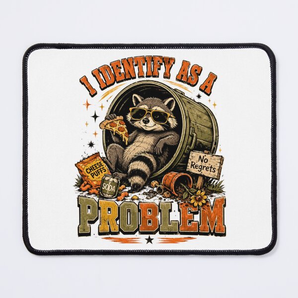 Item preview, I Identify As A Problem - Funny Raccoon Trash Panda Meme designed and sold by BumbleBloom7.