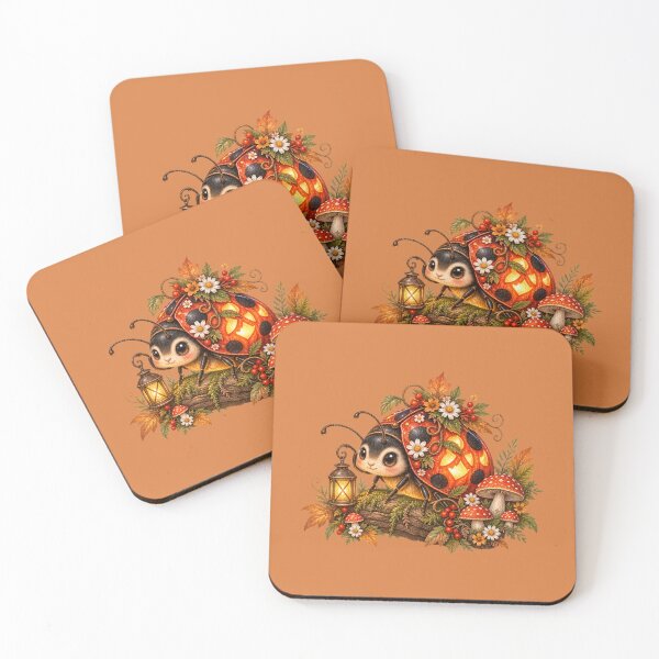 Item preview, Cottagecore Ladybug Jack-o-Lantern Watercolor Art – Whimsical Halloween Print designed and sold by MagicMakerPh.