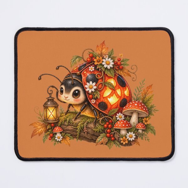 Item preview, Cottagecore Ladybug Jack-o-Lantern Watercolor Art – Whimsical Halloween Print designed and sold by MagicMakerPh.
