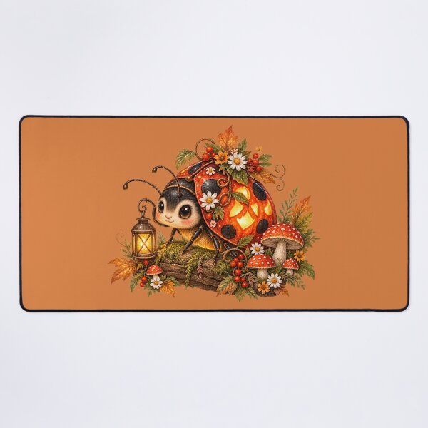 Item preview, Cottagecore Ladybug Jack-o-Lantern Watercolor Art – Whimsical Halloween Print designed and sold by MagicMakerPh.