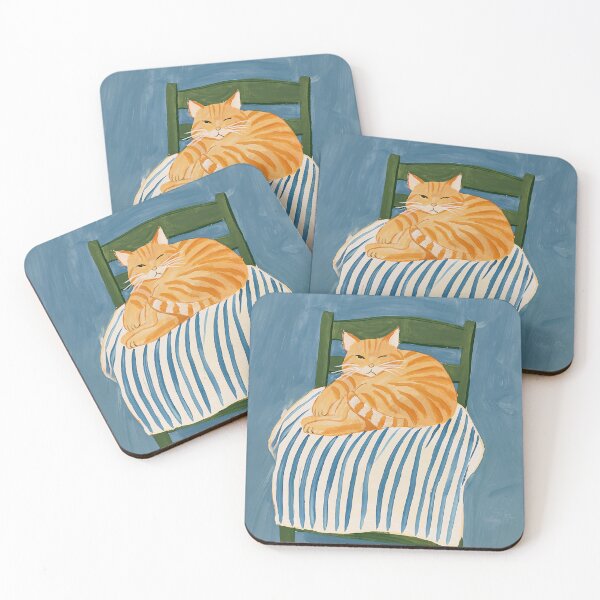 Item preview, Cozy Orange Tabby Cat on a Striped Chair designed and sold by junkydotcom.