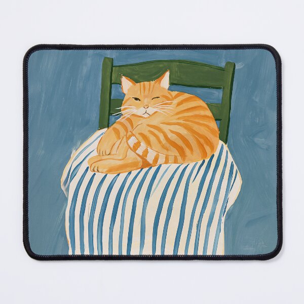 Item preview, Cozy Orange Tabby Cat on a Striped Chair designed and sold by junkydotcom.