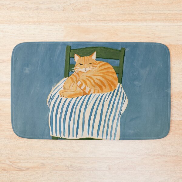 Item preview, Cozy Orange Tabby Cat on a Striped Chair designed and sold by junkydotcom.
