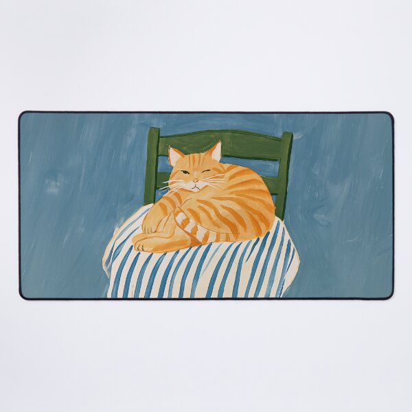 Item preview, Cozy Orange Tabby Cat on a Striped Chair designed and sold by junkydotcom.
