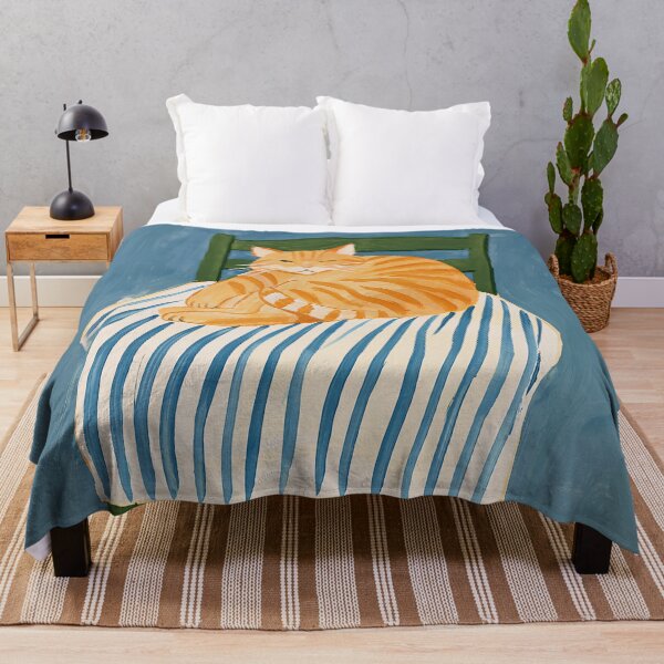 Item preview, Cozy Orange Tabby Cat on a Striped Chair designed and sold by junkydotcom.