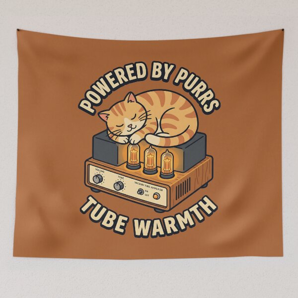 Item preview, Cat Sleeping on Tube Amp - Audiophile Cat Lover Gift designed and sold by SplashTastic.