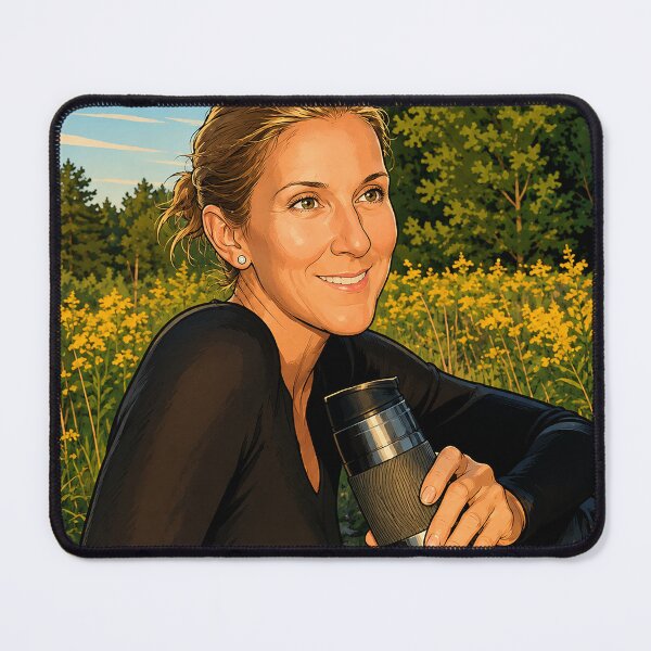 Item preview, Celine Dion sitting in the grass (fan art) designed and sold by PopCultureAndStuff.