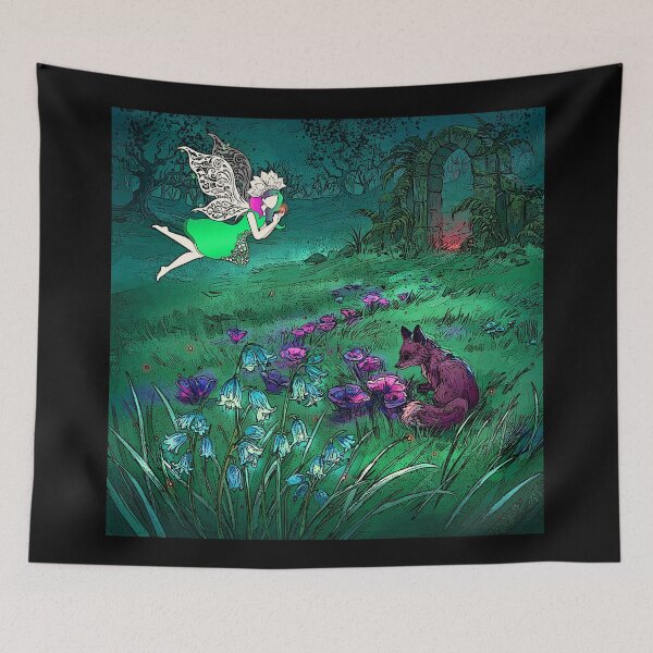 Item preview, Elf silhouette comic style, foxes, nature motifs designed and sold by Kirei-Lily.