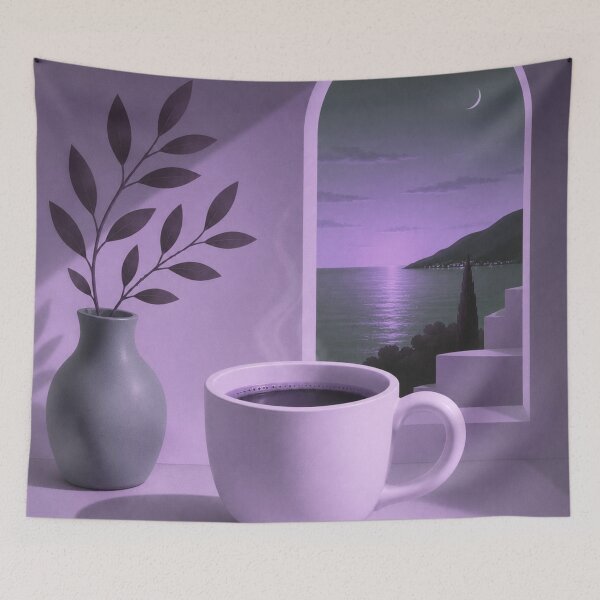 Item preview, Purple Moonlight Coffee | Cozy Mediterranean Night designed and sold by joycrysstudio.