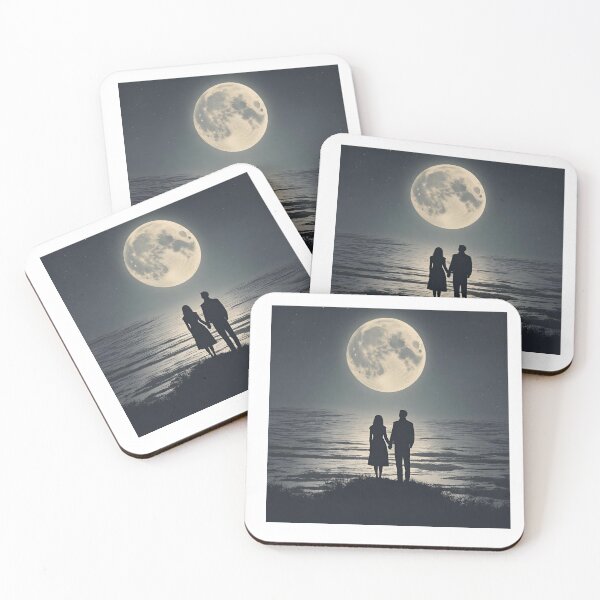 Item preview, Moonlit Romance | Romantic Couple Under Moon | Night Sky Art  designed and sold by pdesigns12.