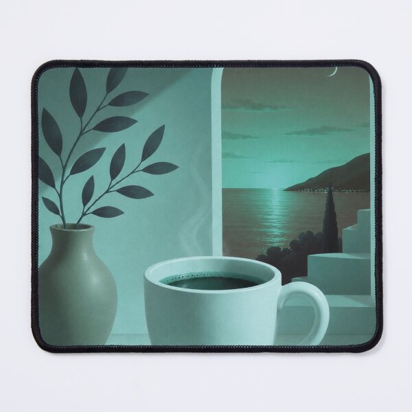 Item preview, Teal Moonlight Coffee | Cozy Mediterranean Night designed and sold by joycrysstudio.