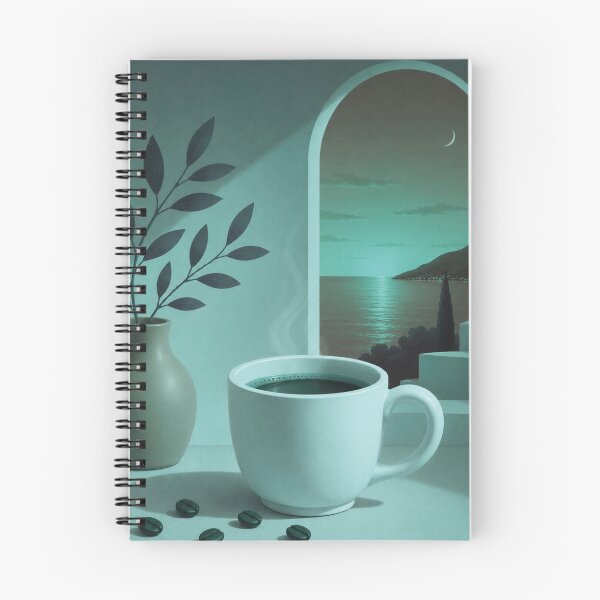 Item preview, Teal Moonlight Coffee | Cozy Mediterranean Night designed and sold by joycrysstudio.