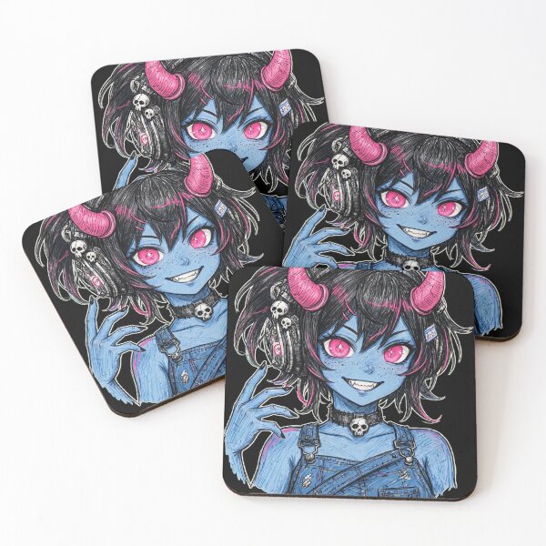 Item preview, Cute Blue Demon Girl With Headphones designed and sold by MitsukiArt.