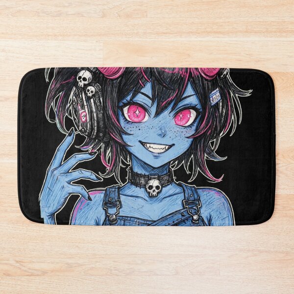 Item preview, Cute Blue Demon Girl With Headphones designed and sold by MitsukiArt.