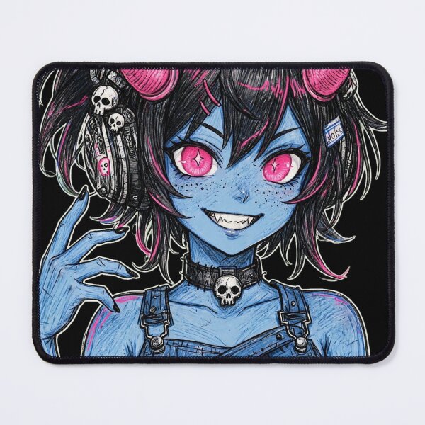 Item preview, Cute Blue Demon Girl With Headphones designed and sold by MitsukiArt.