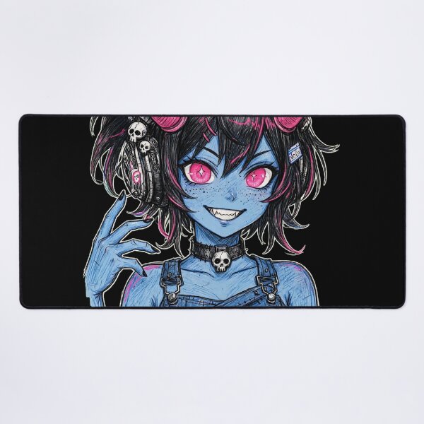Item preview, Cute Blue Demon Girl With Headphones designed and sold by MitsukiArt.