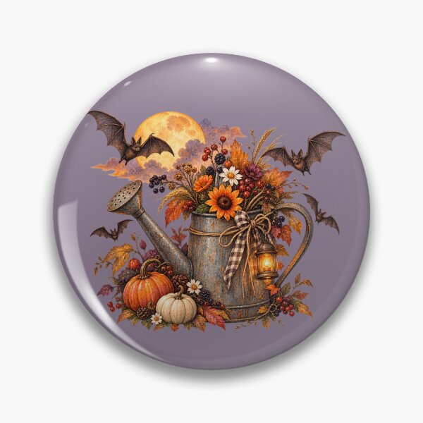 Item preview, Cottagecore Bats at Dusk Watering Can Watercolor Art – Halloween Garden Print designed and sold by MagicMakerPh.