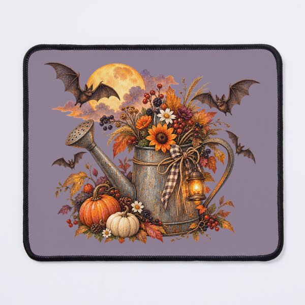 Item preview, Cottagecore Bats at Dusk Watering Can Watercolor Art – Halloween Garden Print designed and sold by MagicMakerPh.