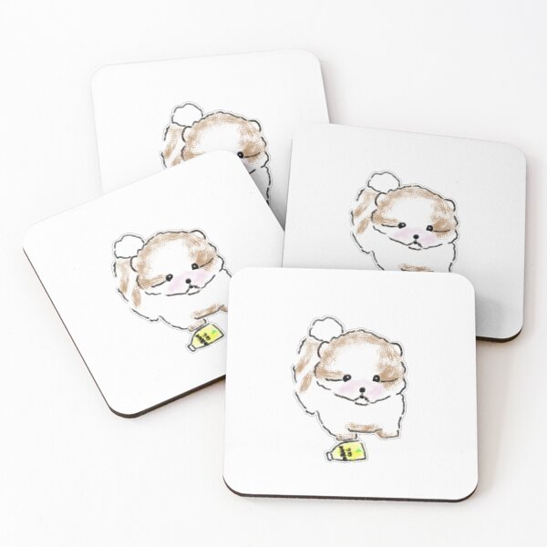 Item preview, Cute Pomeranian Dog With Banana Milk Art designed and sold by raun.draw.