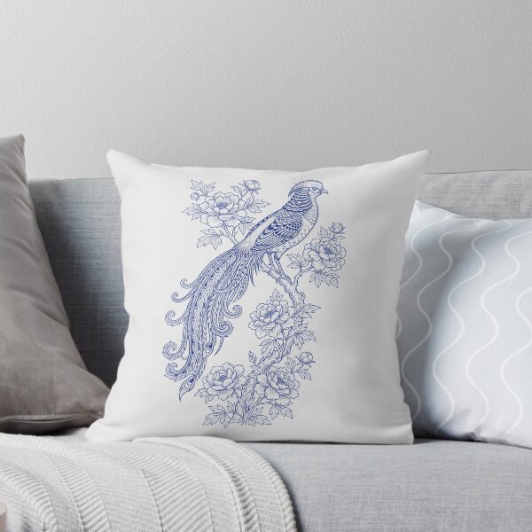 Item preview, Japanese Pheasant Line Art - Botanical Peony Floral designed and sold by SplashTastic.