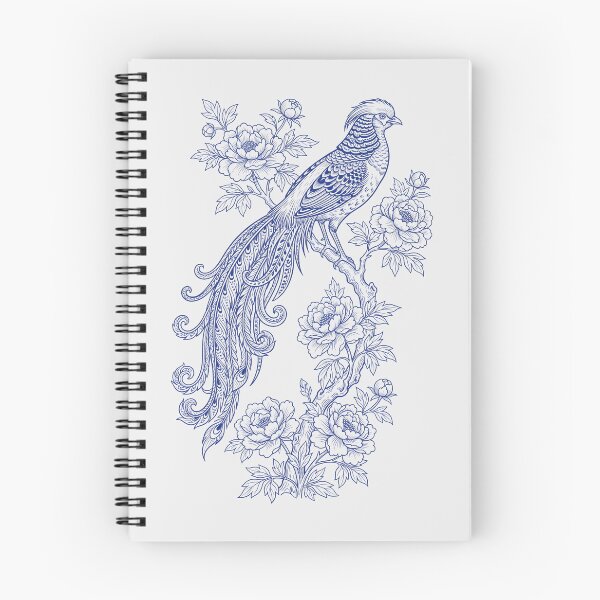 Item preview, Japanese Pheasant Line Art - Botanical Peony Floral designed and sold by SplashTastic.