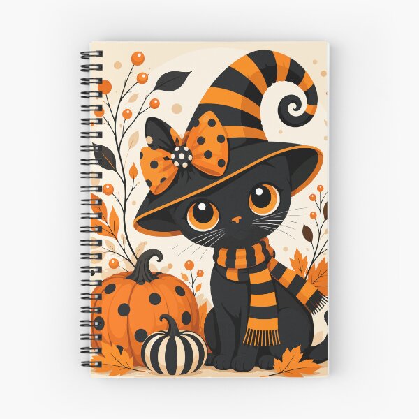 Item preview, Cute Black Cat Witch Halloween Pumpkin Autumn Illustration designed and sold by ArtByBoya.