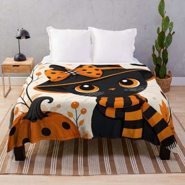 Item preview, Cute Black Cat Witch Halloween Pumpkin Autumn Illustration designed and sold by ArtByBoya.
