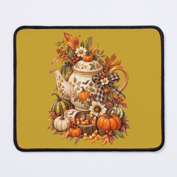 Item preview, Cottagecore Autumn Teapot Watercolor Art – Cozy Halloween Kitchen Print designed and sold by MagicMakerPh.