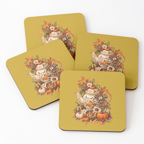 Item preview, Cottagecore Autumn Teapot Watercolor Art – Cozy Halloween Kitchen Print designed and sold by MagicMakerPh.