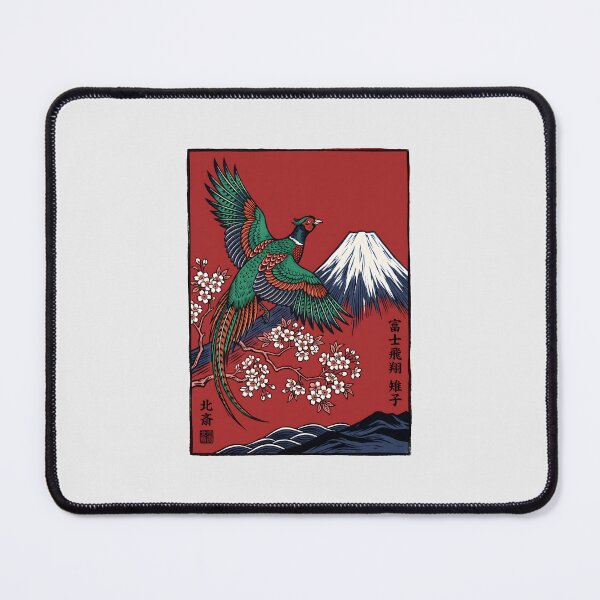Item preview, Japanese Green Pheasant - Ukiyo-e Mt Fuji Art designed and sold by SplashTastic.