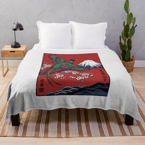 Item preview, Japanese Green Pheasant - Ukiyo-e Mt Fuji Art designed and sold by SplashTastic.