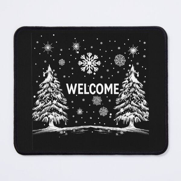 Item preview, Welcome Winter Snowy Pine Trees – Black and White Holiday Art designed and sold by inkoutninja.