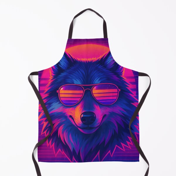 Item preview, Retro Synthwave Wolf With Neon Sunset Sunglasses designed and sold by MitsukiArt.