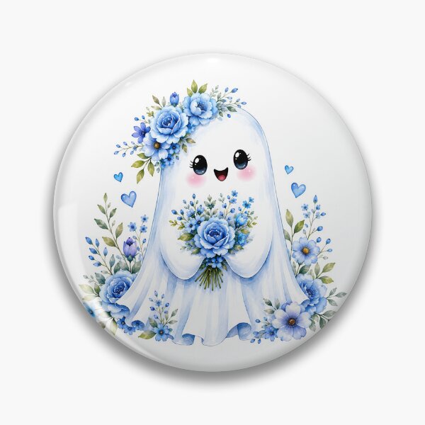 Item preview, Cute ghost with blue flowers designed and sold by trendspatterns.