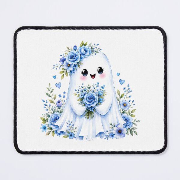 Item preview, Cute ghost with blue flowers designed and sold by trendspatterns.