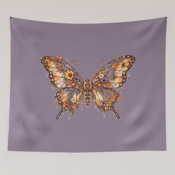Item preview, Cottagecore Cobweb Butterfly Watercolor Art – Whimsical Halloween Botanical Print designed and sold by MagicMakerPh.