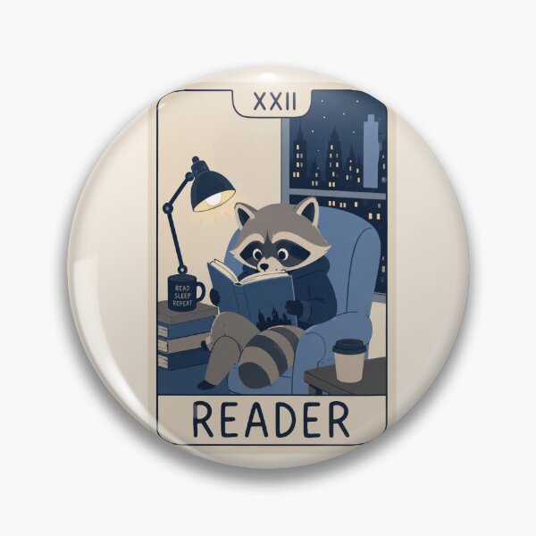 Item preview, Reader Tarot Card Introvert Cozy Night Reading Raccoon designed and sold by Yellowriversss.