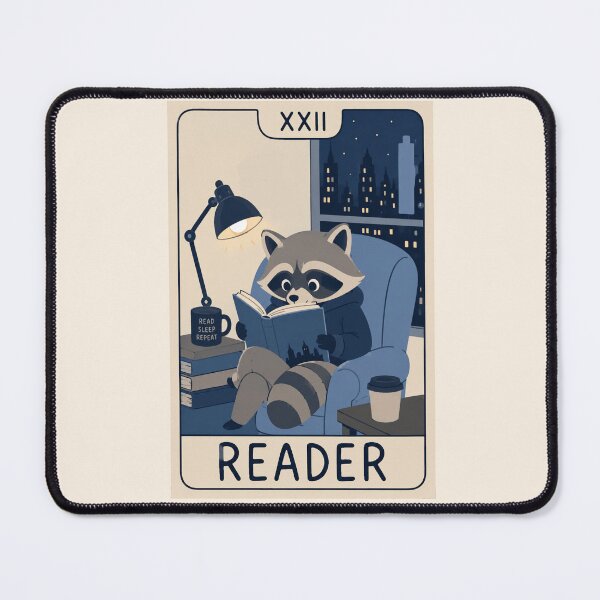 Item preview, Reader Tarot Card Introvert Cozy Night Reading Raccoon designed and sold by Yellowriversss.