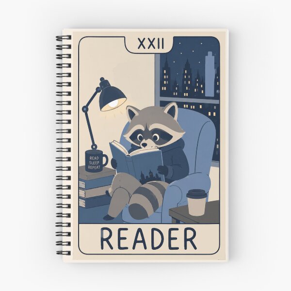 Item preview, Reader Tarot Card Introvert Cozy Night Reading Raccoon designed and sold by Yellowriversss.